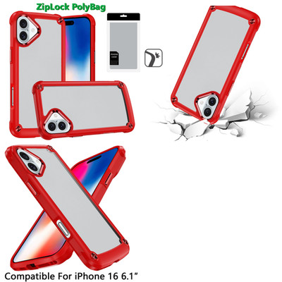 For iPhone 16 6.1'' CaseX Hybrid Case with Metal Buttons & Camera Edges - 