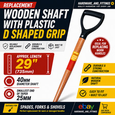 REPLACEMENT WOODEN SHAFT D HANDLE SHOVEL SPADE SPARE FORK AMTECH 29"