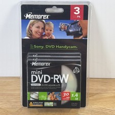 Memorex 3 Pack 2x Mini DVD-RW Discs With Jewel Cases 1.4 GB Camcorder NEW Sealed