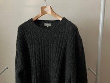 Margaret Howell Wool Alpaca L/S Cable Knit Sweater Charcoal Gray 3L MH0326802