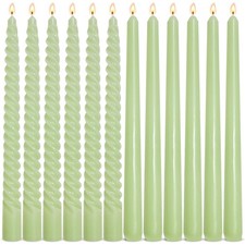 6 Pack Sage-Green Taper Candles and 6 Pack Spiral Candles Set – 10 Inch Elega...