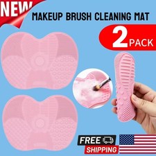 2Pack Silicone Makeup Brush Cleaning Mat Pink - Portable Washing Tool for Makeup