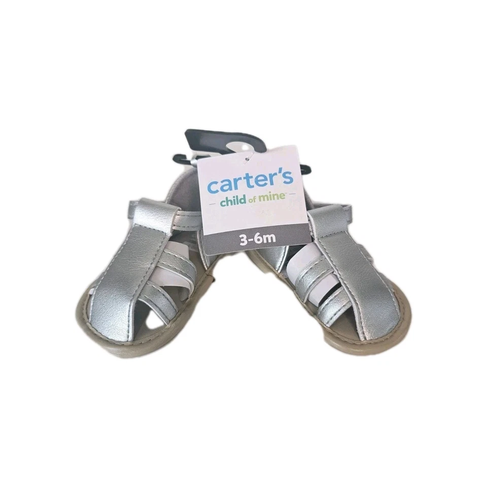 Sandalias Carters Niño Mino Infantil Niña Gladiador Talla 3-6 Meses Plateadas Boho Foto 2 de 4