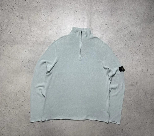 Stone Island Vintage 90's 1/4 Zip Sweater Light Blue - Gem