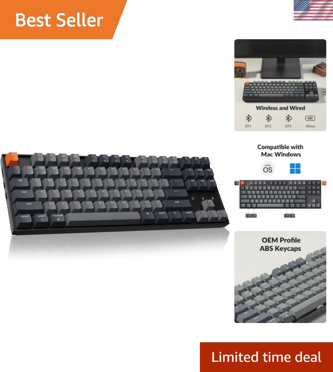 K8 Tenkeyless Wireless Mechanical Keyboard for Mac, White Ba