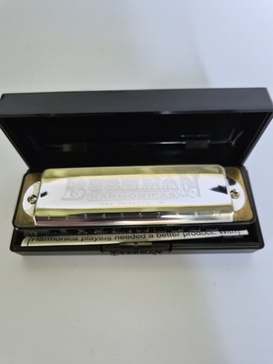 Buschmann silberne Mundharmonika mit schwarzem Etui
