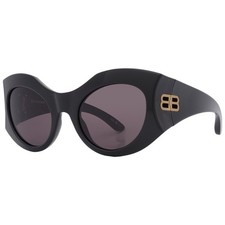 Balenciaga Ladies Black Irregular Sunglasses Grey Lens - BB0256S-001-56 NEW