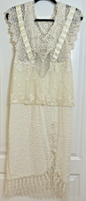 Cachet Bari Protas Ivory Vtg 80s Beaded Lace Gatsby Style Wedding Dress Sz 9/10