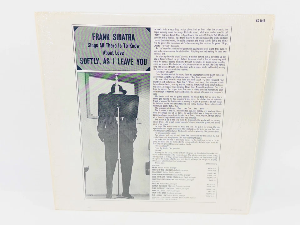 Frank Sinatra Softly As I Leave You Reprise LP FS-1013 1966, Shrink, NM, GR8 - Image 3 of 4