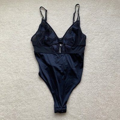 Soma s S Sexiest Luster Knit Embroidered Bodysuit  MIDNIGHT SKIES
