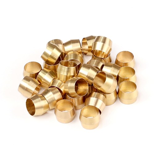 Quickun Brass Compression Fitting Ferrule 1/8" Tube OD ( 30 Pcs), Copper