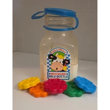 Vintage Fisher-Price Moo Sound Milk Bottle Toy w/ Shapes Preowned