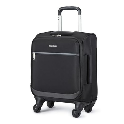 AMAZON BASICS LUGGAGE 18'' SMALL CARRY-ON SOFTSIDE SUITCASE WITH WHEELS - BLACK