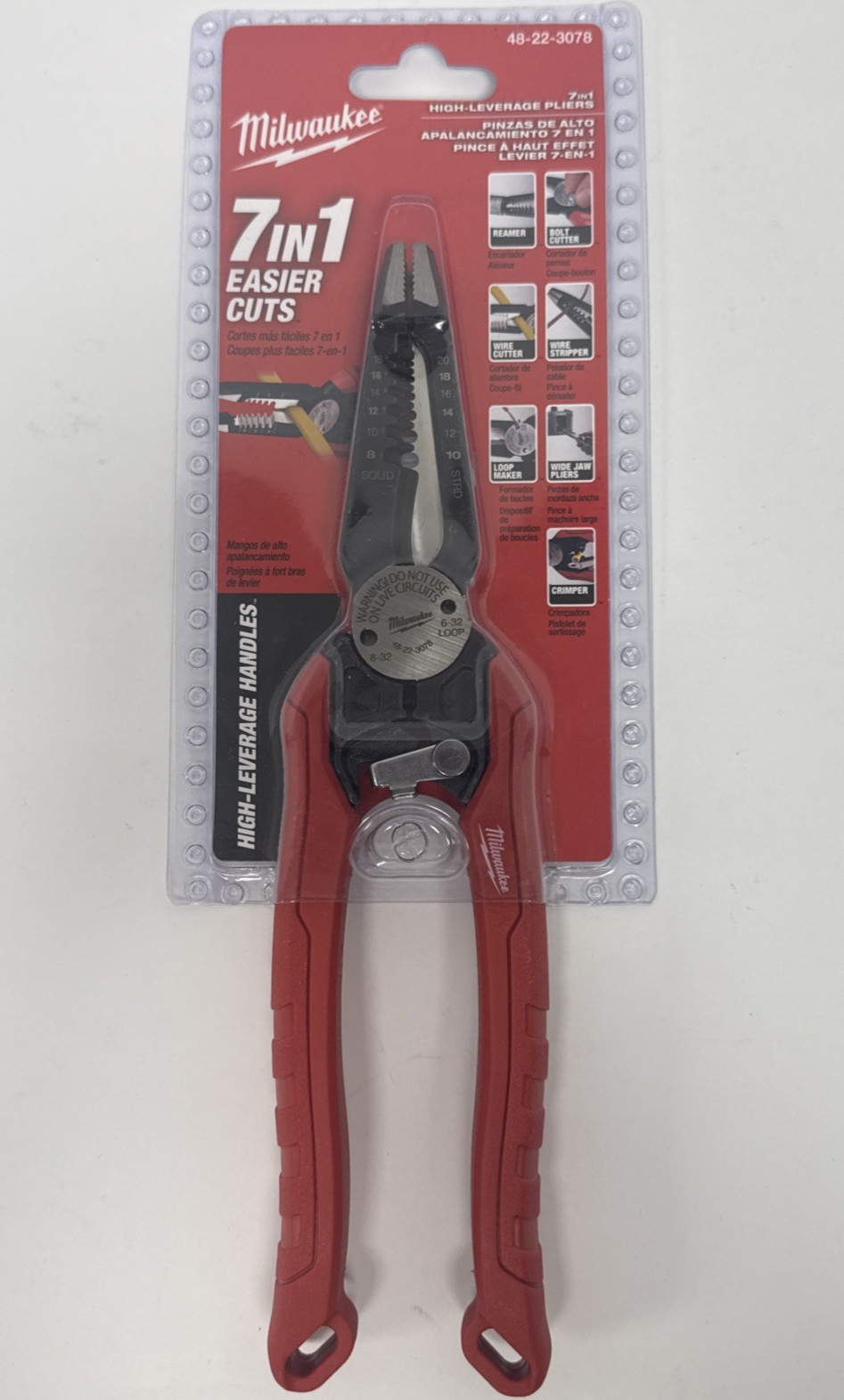 Milwaukee 9 in. 7-in-1 High Leverage Combination Wire Stripper/Cutter Pliers