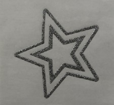 Original Vintage Silver Glitter Double Star Mini Iron On Transfer