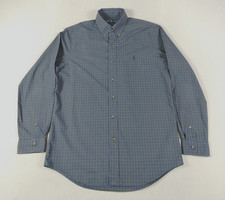 Ralph Lauren Shirt Mens Medium Blue Green Plaid Classic Fit Button Down Cotton
