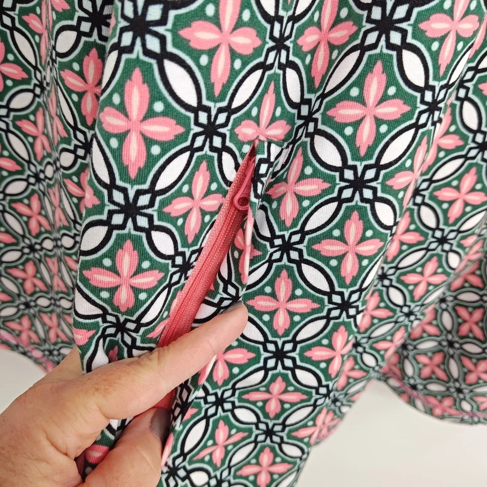 T by Talbots Cuello Alto 1/4 Cremallera Pullover Sudadera Manga Larga Grande Rosa Verde Foto 3 de 4