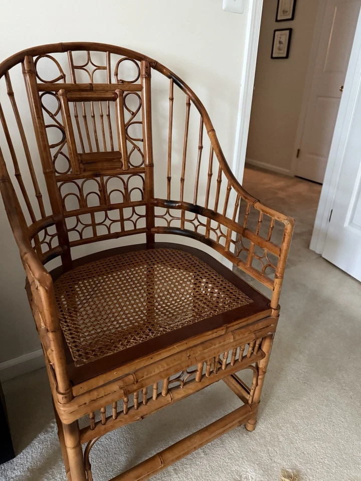 Silla pabellón Brighton tejida a mano de bambú vintage Foto 4 de 4