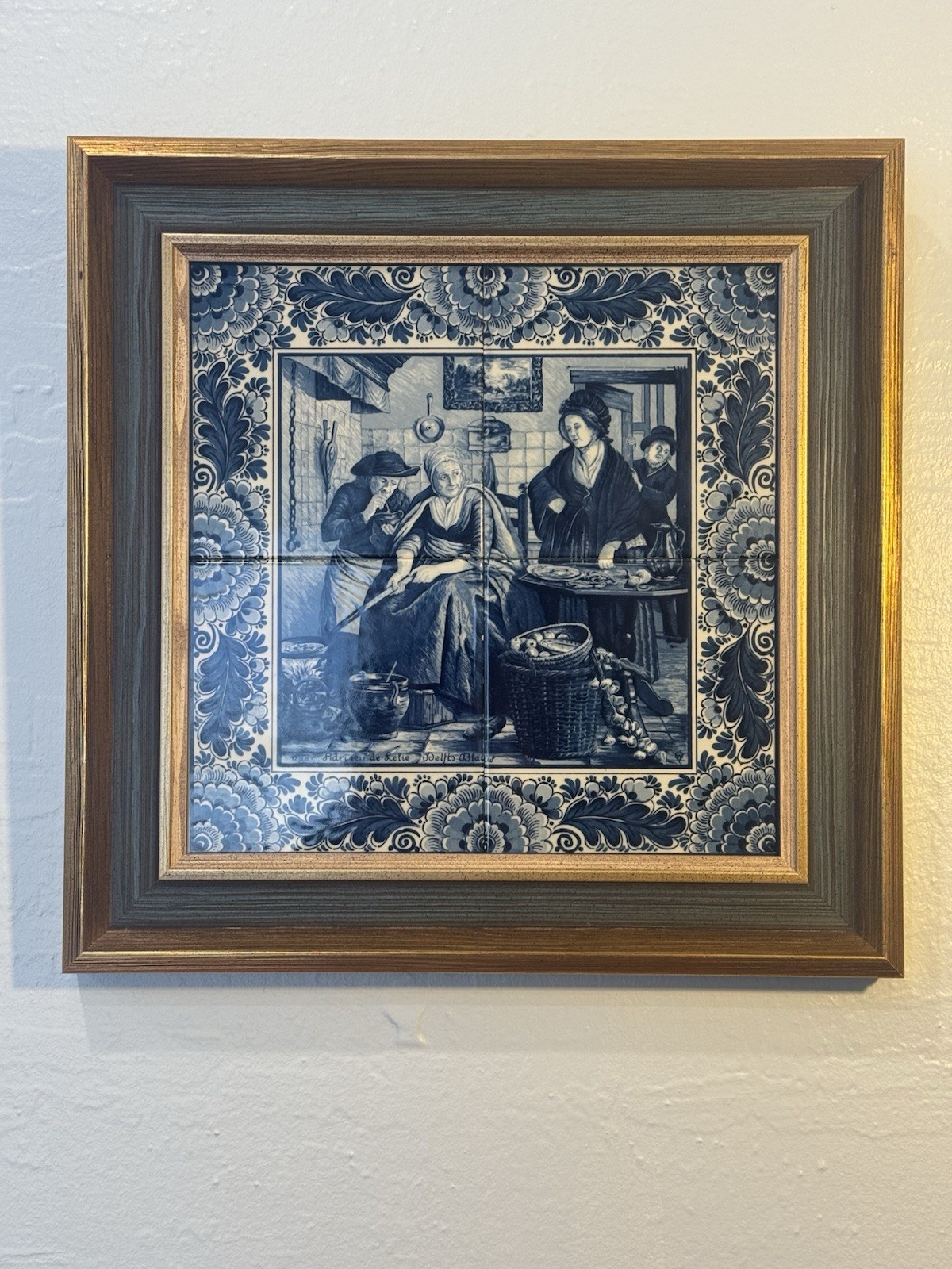 Rare Delft Blauw “Women Making Pancakes“ naar Adriaen De Lelie “De Keuken” READ