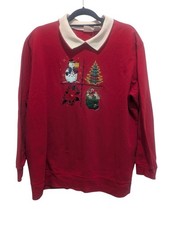 Holiday Time Red Christmas Sweatshirt with Embroidered Design