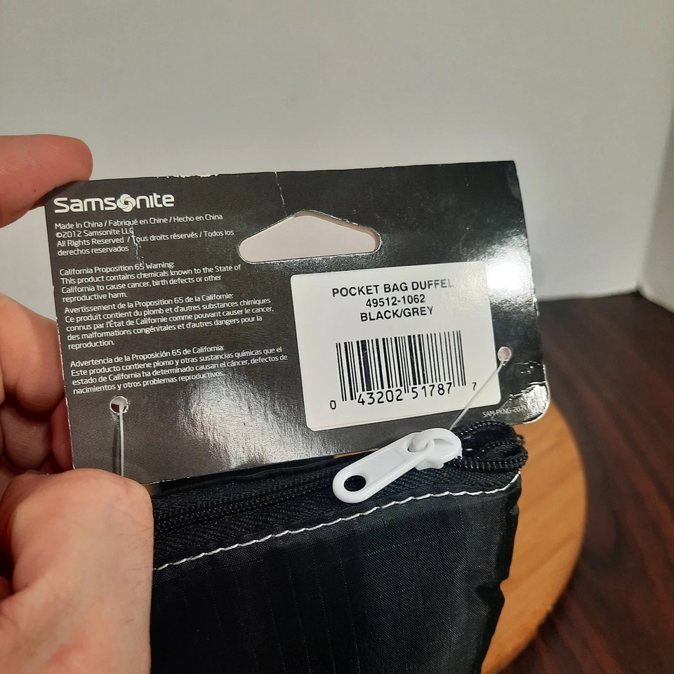 Samsonite Luggage Pocket Duffle Bag Travel Accessories Black Gray NEW - Image 4 of 4