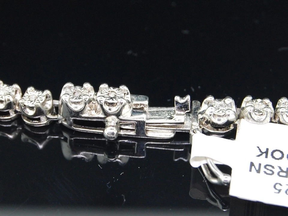 Cadena de rosario de plata de ley para hombre diamantes naturales 34 pulgadas Foto 4 de 4