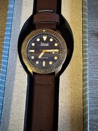Szanto 5200 Series Watch Black Dial with Brown Band Water Resistant New NOS - Picture 7 of 13
