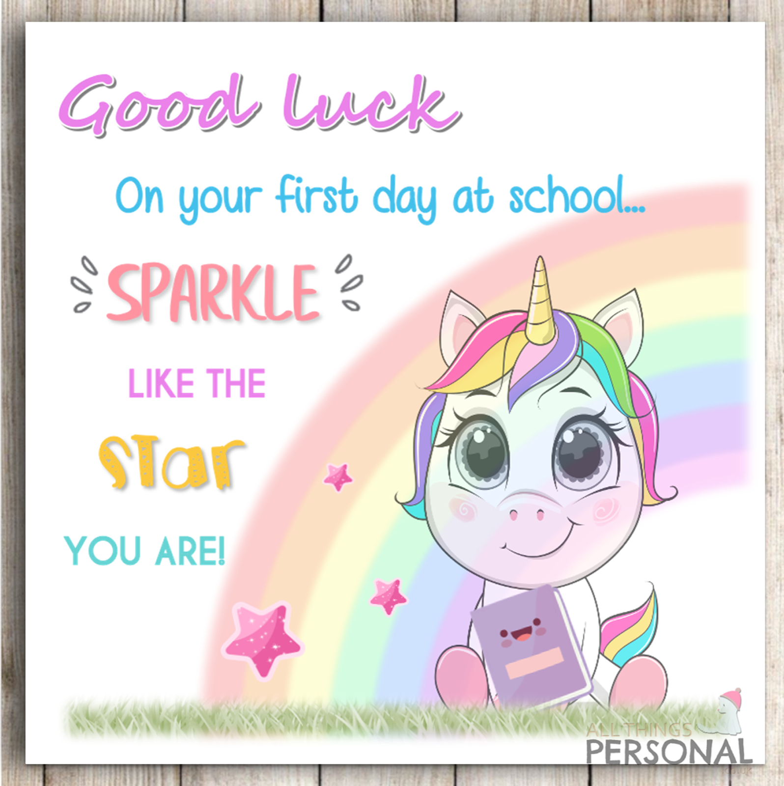 First Day At School Card Good Luck Unicorns New Nursery Daughter Granddaughter