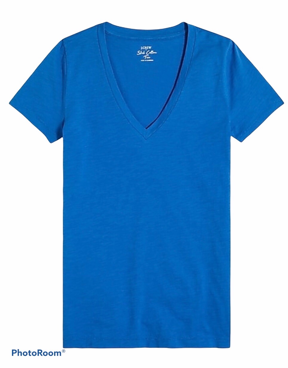 J.Crew Women’s S/S V Neck Slub Cotton TShirt.Cobalt Blue.Sz.Medium