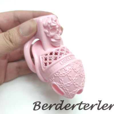 New Male Pink Spiked Sissy Slave Cage Chastity Devices 3D Printed Cage Ring