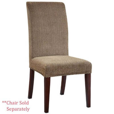 Powell Brown and Tan Checked Chenille Chair Slip Cover, 1-Pack