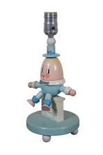 Humpty Dumpty Nursery Plastics Mid Century Carved Wood Child Baby Egg Lamp