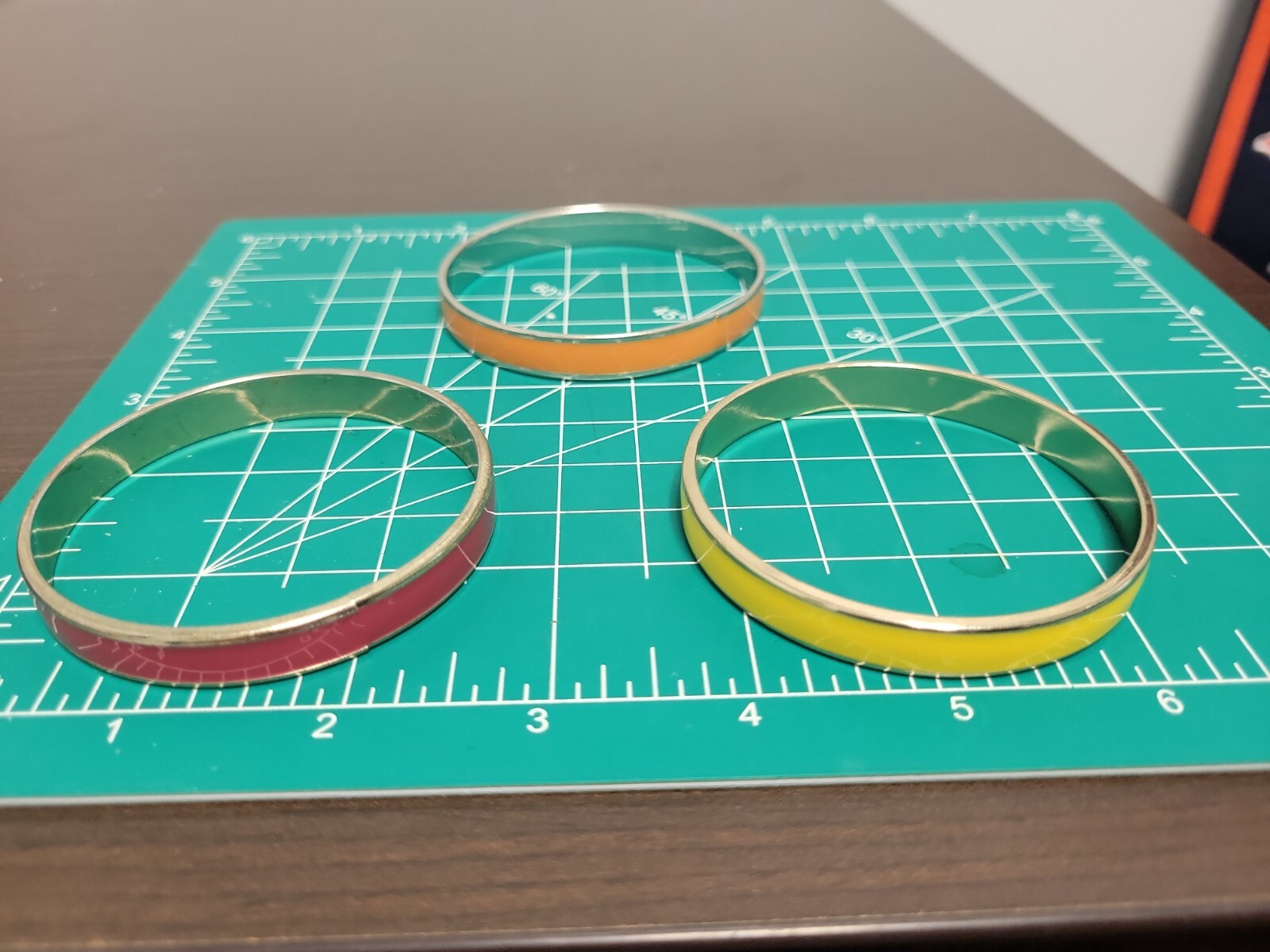 VIntage Enamel Stackable SilverTone Bangle Bracel… - image 5