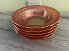 VINTAGE FEDERAL GLASS MARIGOLD CARNIVAL GLASS SET OF BERRY BOWLS NORMANDIE BOUQU