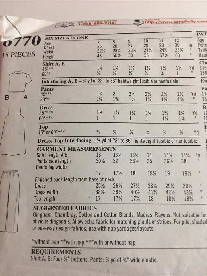 NEW LOOK for Kids 6770 Vintage Sewing Pattern Tops Pants Size 7 8 9 10 11 12 - Image 3 of 4