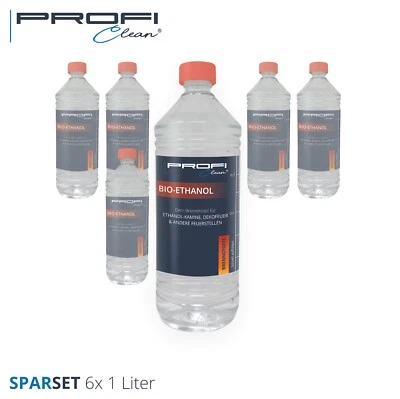 PROFI-CLEAN Bioethanol 96,6% Kamin Alkohol 6 Liter 6 x 1L