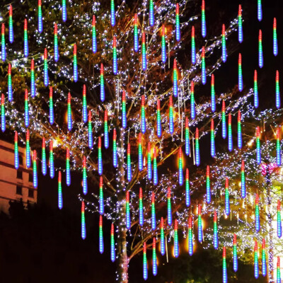 196 LED Meteor Shower String Lights Garden Falling Rain Light Xmas Party Decor