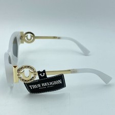 True Religion Sunglasses Womens White Cat Eye Gold Medallion UV Protection‎ True Religion Cat Eye Sunglasses for Women for sale | eBay main image 3