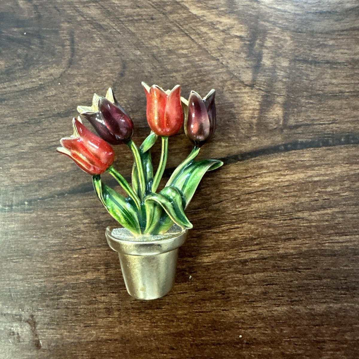 ヴィンテージ　エナメル　チューリップ　ブローチ Vintage Enamel Tulip Bouquet Brooch | eBay