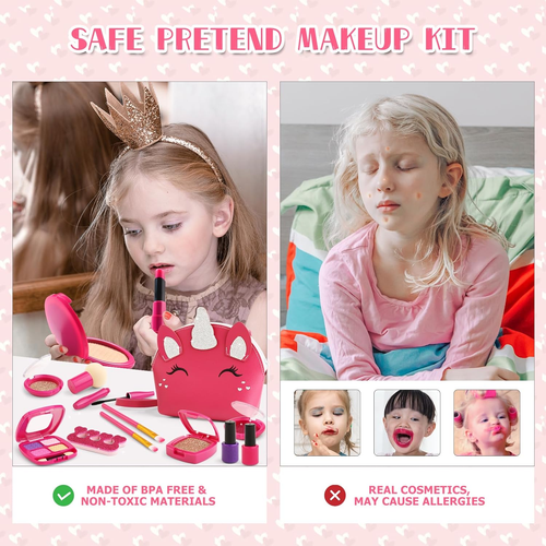 Toddler Pretend Makeup Kit for Girls, Play Makeup Set for Kids 3-5 4-6, Fake Mak - Picture 6 of 12