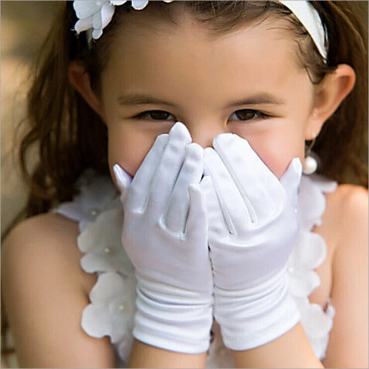Wedding Flower Baby Girls Formal Occasion Kids Glove Stretch