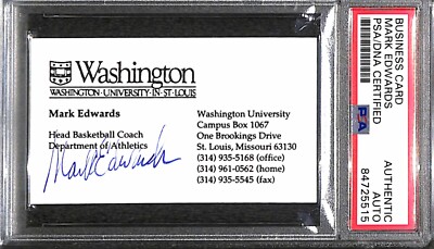 Mark Edwards ''Washington University Bears'' Signed Autographed Business Card PSA