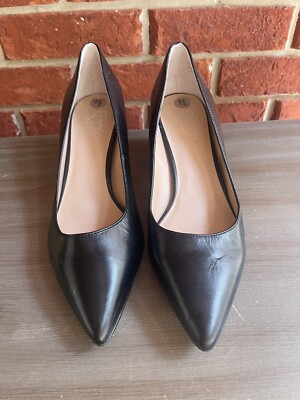 EUC Franco Sarto Romi Black Leather Women's Block Heeled Shoes Size 9.5 M |  eBay