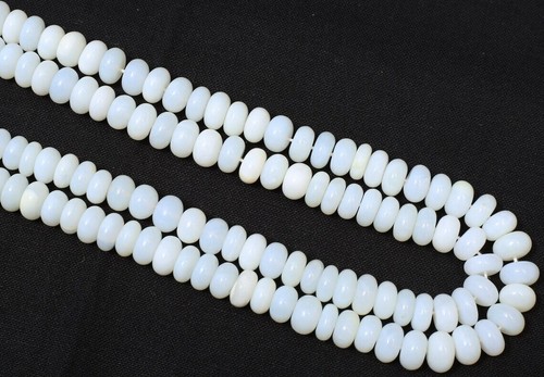 Natural White opal smooth rondelle shape beads 15", 6mm-9mm, Unique White Opal g - Picture 6 of 8