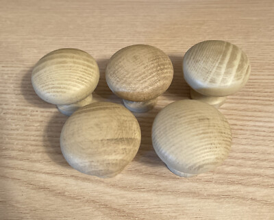 Lot of 5 Spanish Moss Wood Knobs 1.25'' Round Cabinet Drawers Doors Wooden Pulls 