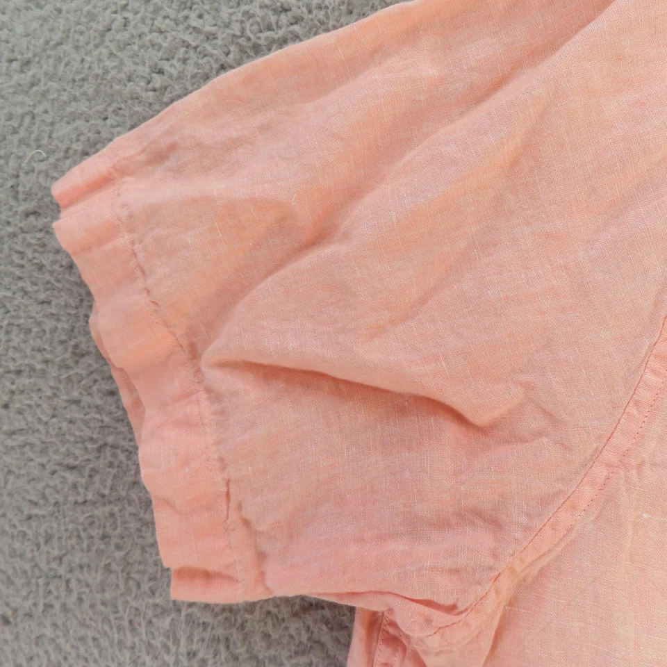 Lands End Shirt Mens XL Pink Short Sleeve Button Up Linen - Image 4 of 4