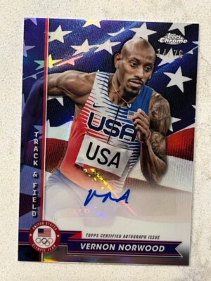 VERNON NORWOOD 2024 Topps Chrome U.S. Olympic Team US FLAG Refractor AUTO #14/76