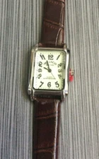 Vellacio Women's Watch Rectangular GLOW Dial Arabic Hours Brown Leather Band!