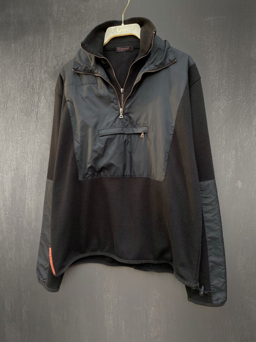Vintage Prada Double Collar nylon 1/4 zip sweater size M/L Vintage Prada Double Collar nylon 1/4 zip sweater size M/L
