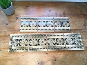 Reclaimed Mintons Fireplace Border Tiles Black White Aesthetic